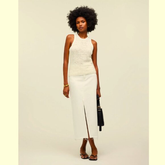 Madewell Crochet Knit Crewneck Sweater Tank In Ivory Small NWT - Picture 2 of 11